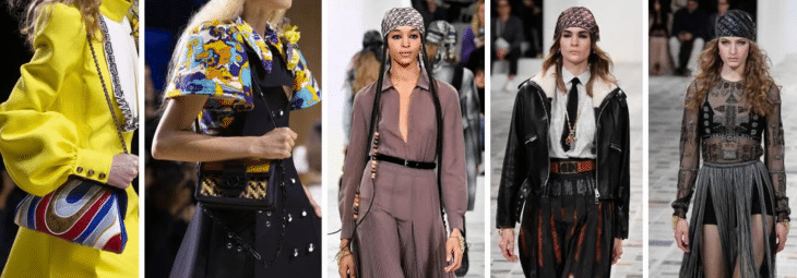 modelos desfilando em passarela da semana da moda em paris mostrando as tendências em acessórios
