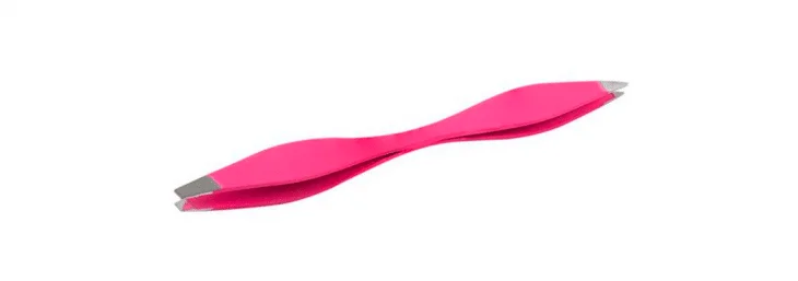pinça dupla de cor rosa com as pontas prateadas